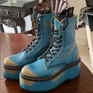 BRAND NEW R13 Double Stack Leather Platform Blue